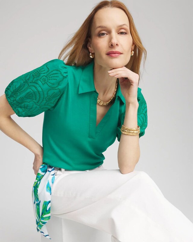Eyelet Short Sleeved Top - image 2
